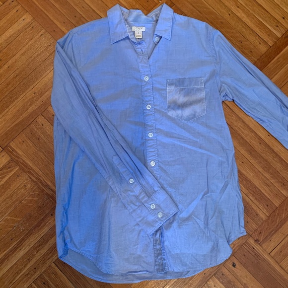 J. Crew Factory Tops - Blue Oxford Top with Striped Pocket